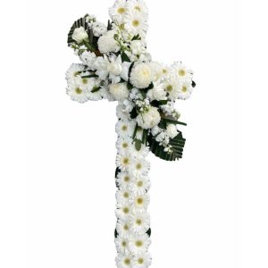 Ethereal White Floral Cross Tribute